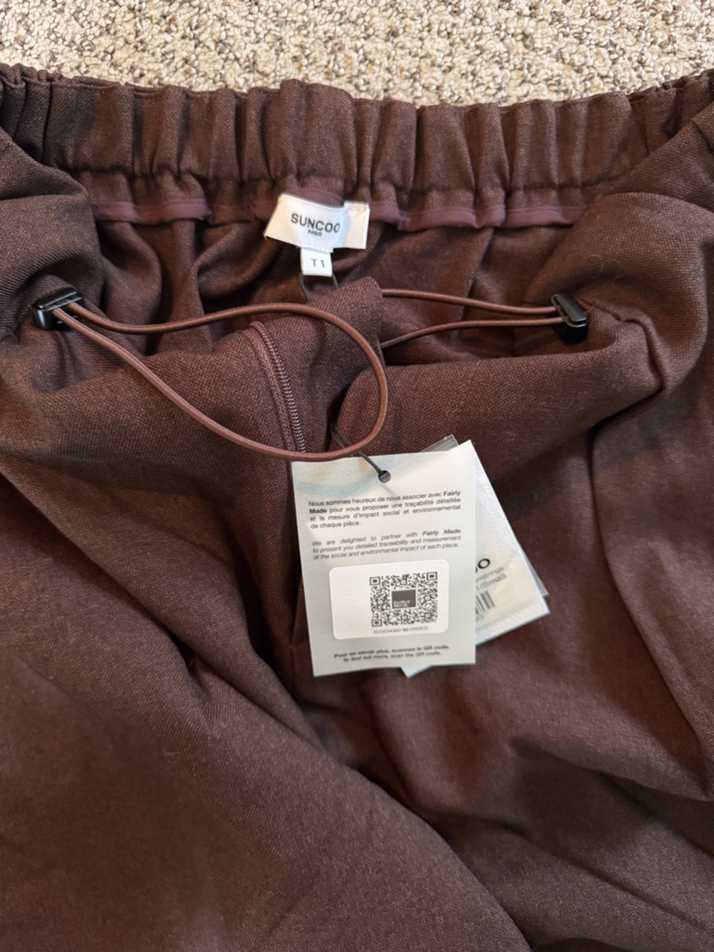 SUNCOO Chocolate Brown Drawstring Hoodie